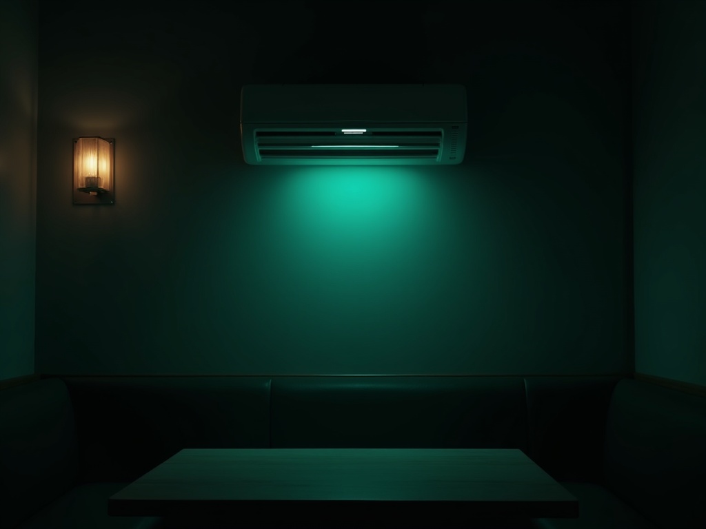 Wall mounted unit above a restaurant banquette